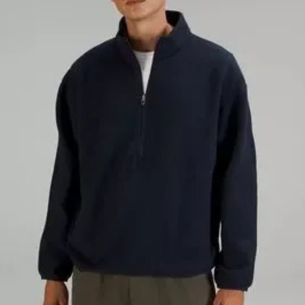 Lululemon Oversized Fit Half Zip Fleece Pullover Large True Navy Lounge Warm
